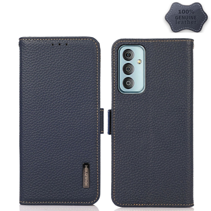 KHAZNEH Side-Magnetic Litchi Genuine Leather RFID Phone Case, For Xiaomi Redmi 10A, For Sony Xperia Ace III, For Kyocera Android One S9, For Samsung Galaxy F23 / M23