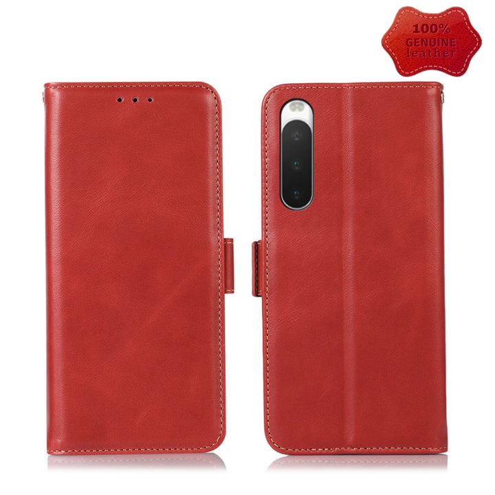 Crazy Horse Top Layer Cowhide Leather Phone Case, For Sony Xperia 1 IV, For Sony Xperia 10 IV