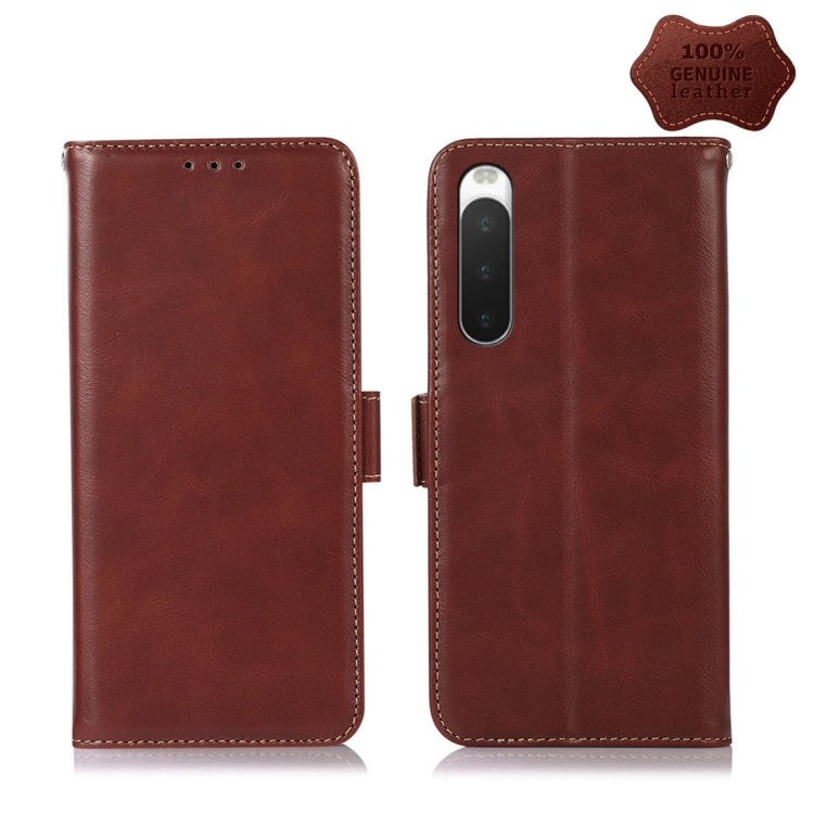 Crazy Horse Top Layer Cowhide Leather Phone Case, For Sony Xperia 1 IV, For Sony Xperia 10 IV