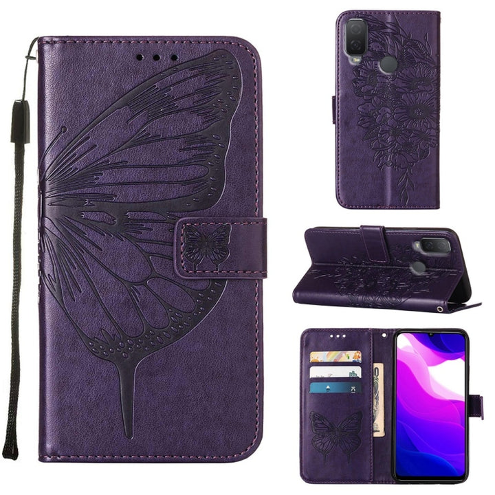 Embossed Butterfly Leather Phone Case, For Alcatel 1L 2021, For Google Pixel 6a 5G, For Google Pixel 7 5G, For Itel P37 / Vision 2s