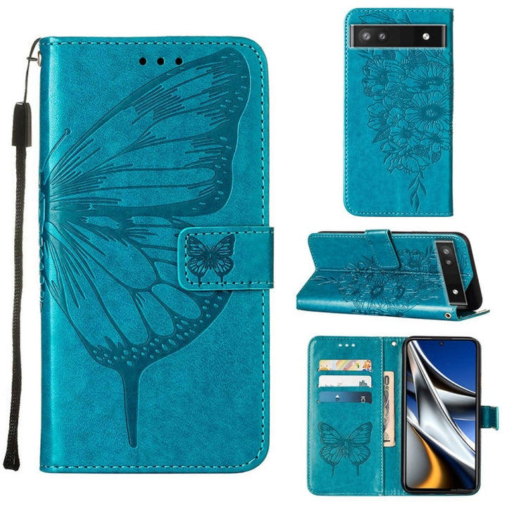 Embossed Butterfly Leather Phone Case, For Alcatel 1L 2021, For Google Pixel 6a 5G, For Google Pixel 7 5G, For Itel P37 / Vision 2s