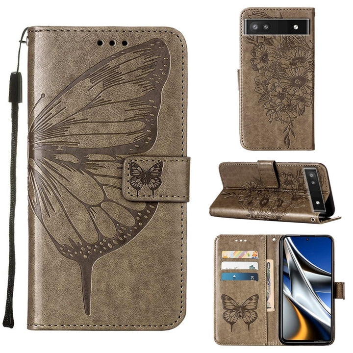 Embossed Butterfly Leather Phone Case, For Alcatel 1L 2021, For Google Pixel 6a 5G, For Google Pixel 7 5G, For Itel P37 / Vision 2s