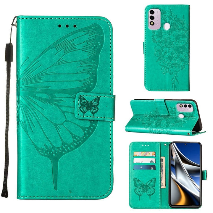 Embossed Butterfly Leather Phone Case, For Alcatel 1L 2021, For Google Pixel 6a 5G, For Google Pixel 7 5G, For Itel P37 / Vision 2s