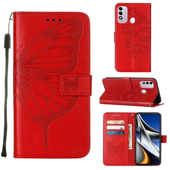 Embossed Butterfly Leather Phone Case, For Alcatel 1L 2021, For Google Pixel 6a 5G, For Google Pixel 7 5G, For Itel P37 / Vision 2s