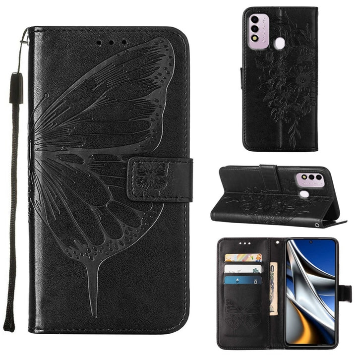 Embossed Butterfly Leather Phone Case, For Alcatel 1L 2021, For Google Pixel 6a 5G, For Google Pixel 7 5G, For Itel P37 / Vision 2s