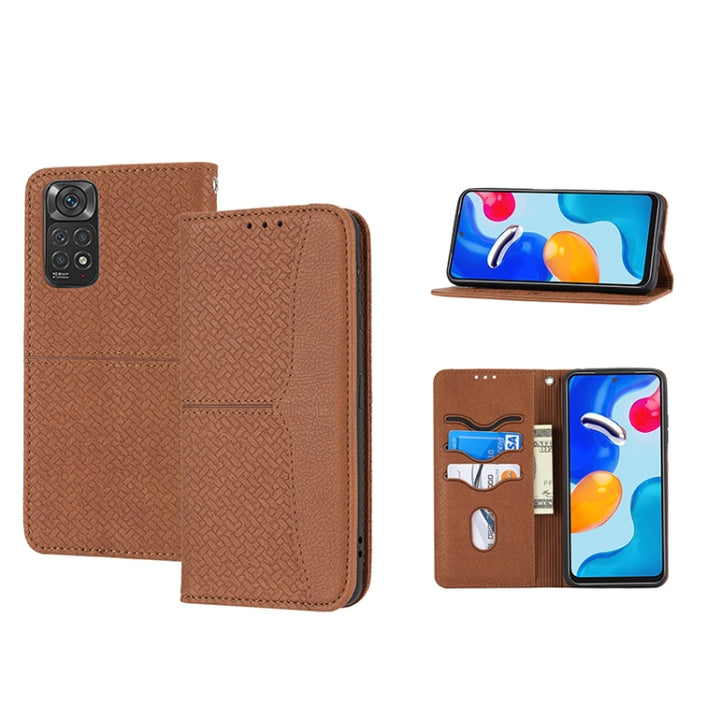 Woven Texture Stitching Magnetic PU Leather Phone Case, For Xiaomi Redmi Note 11E, For Xiaomi Redmi 10 5G, For Samsung Galaxy A03s 164.2mm US Version