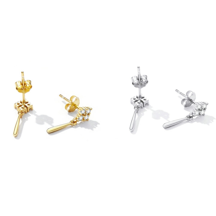 S925 Sterling Silver Bright Ear Stud Women Earrings, Bright(Silver), Bright(Gold)