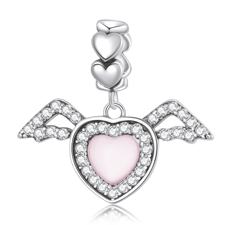 S925 Sterling Silver Heart Wing Pendant DIY Bracelet Necklace Accessories, Heart Wing