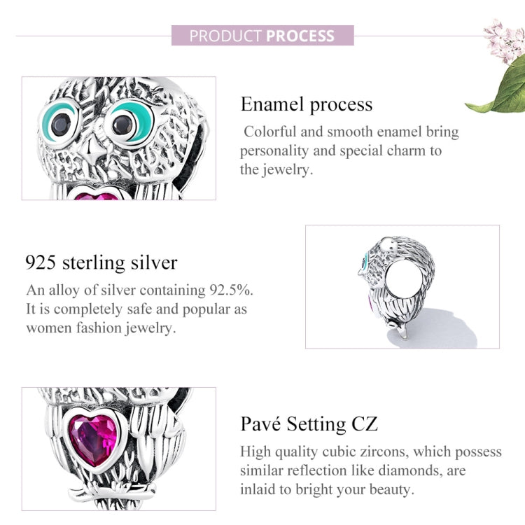 S925 Sterling Silver Cute Owl Beads DIY Bracelet Necklace Accessories, Cute Owl