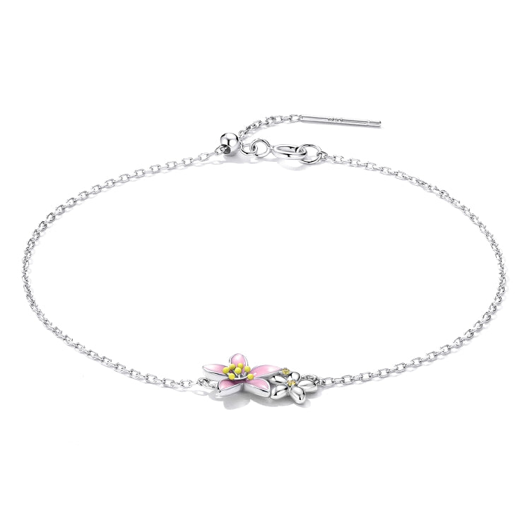 S925 Sterling Silver Cherry Blossom Bracelet Women Jewelry, Cherry Blossom