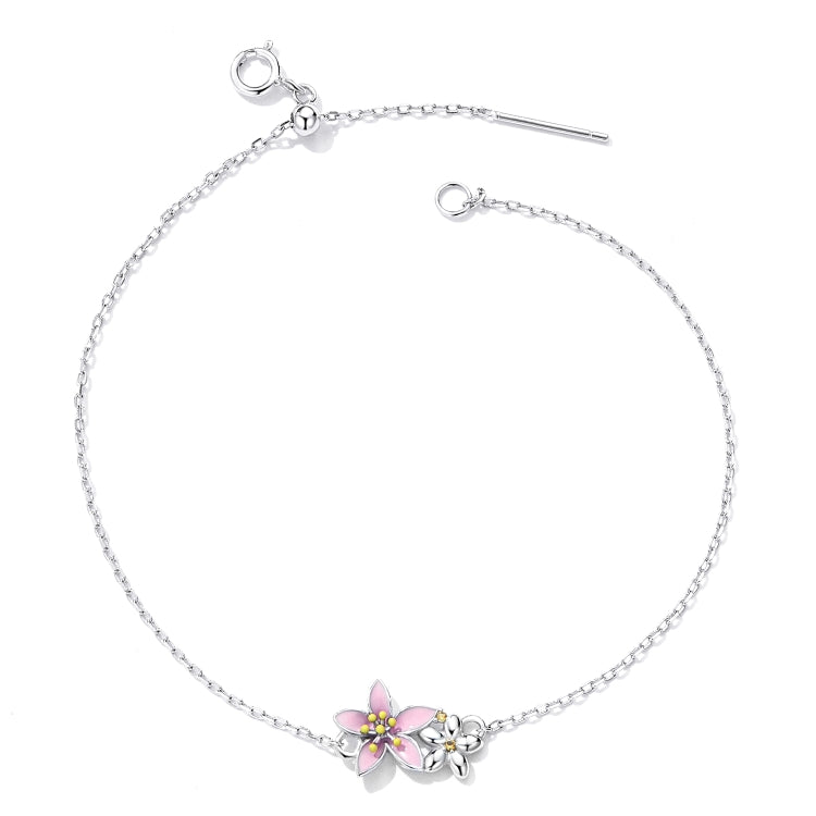 S925 Sterling Silver Cherry Blossom Bracelet Women Jewelry, Cherry Blossom