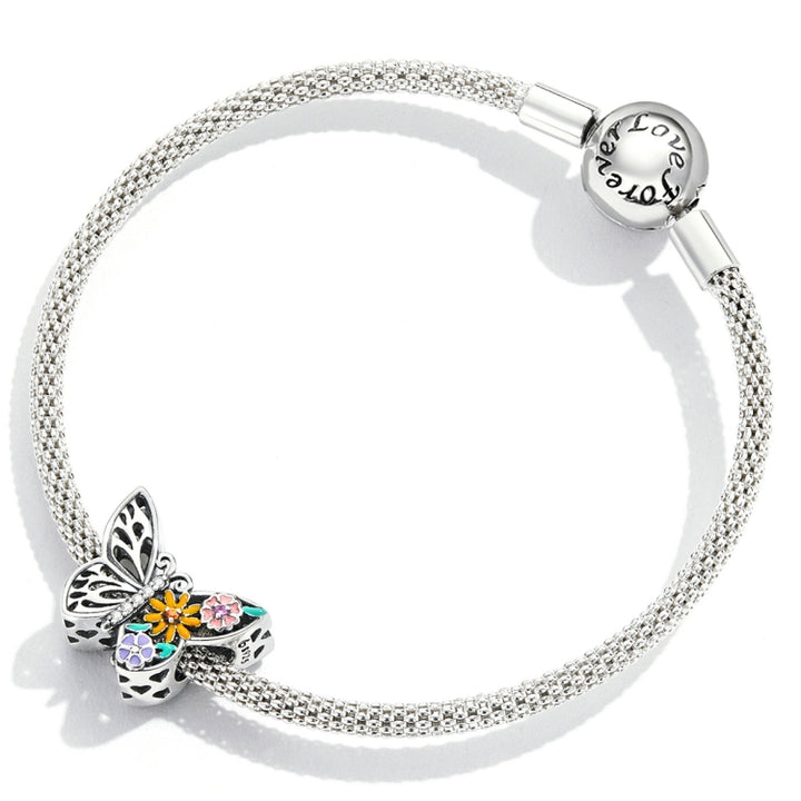 S925 Sterling Silver Flower Butterfly Beads DIY Bracelet Necklace Accessories, Flower Butterfly