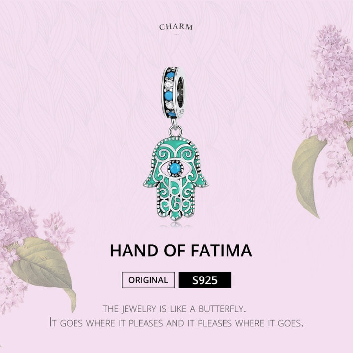 S925 Sterling Silver Silver Hand Of Fatima Pendant DIY Bracelet Necklace Accessories, Hand Of Fatima