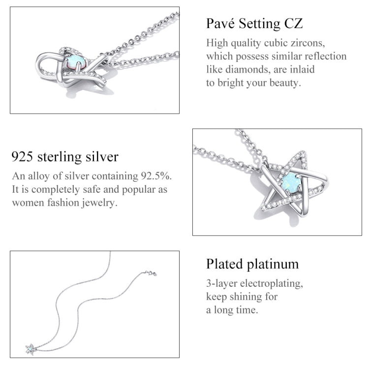 S925 Sterling Silver Opal Star Women Nacklace Jewelry, Opal Star