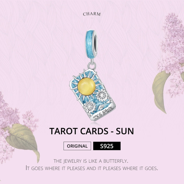 S925 Sterling Silver Tarot Sun Pendant DIY Bracelet Necklace Accessories, Tarot Sun