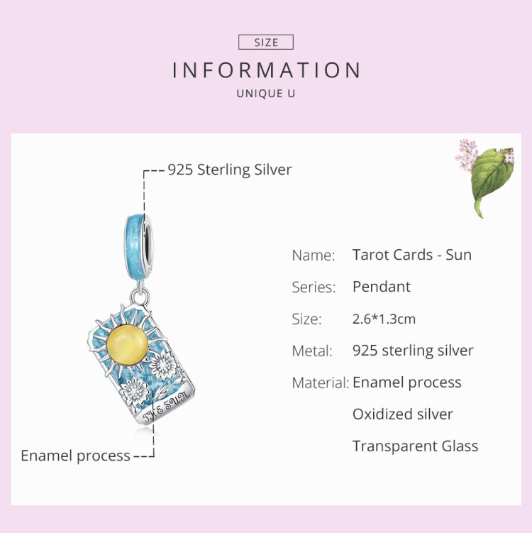 S925 Sterling Silver Tarot Sun Pendant DIY Bracelet Necklace Accessories, Tarot Sun