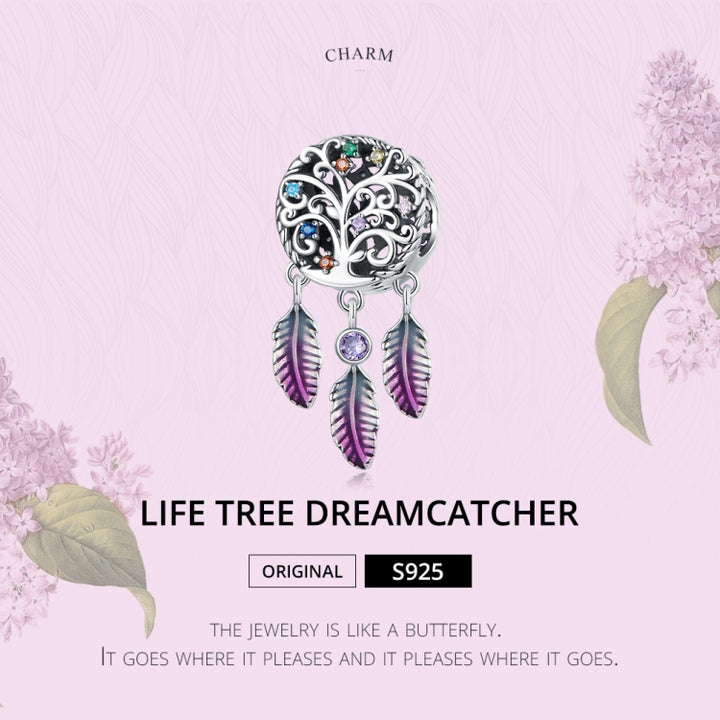 S925 Sterling Silver Tree Of Life Dream Catcher Beads DIY Bracelet Necklace Accessories, Tree Of Life Dream Catcher