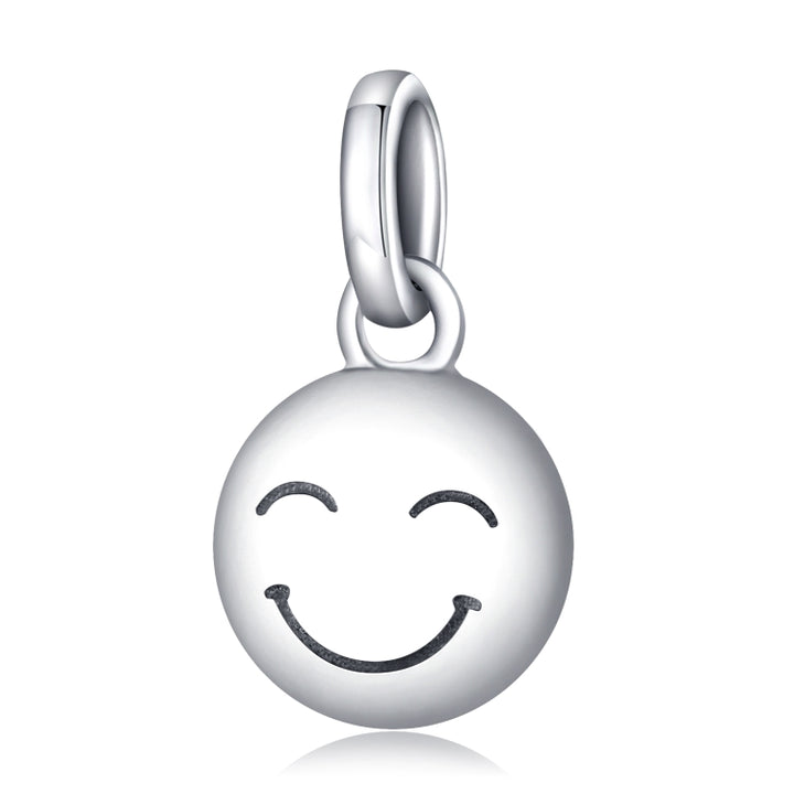 S925 Sterling Silver Smiley Pendant DIY Bracelet Necklace Accessories, Smiley