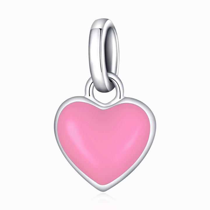 S925 Sterling Silver Heart Pendant DIY Bracelet Necklace Accessories, Heart Pendant (Green), Heart Pendant (Purple), Heart Pendant (Yellow), Heart Pendant (Blue), Heart Pendant (Pink)