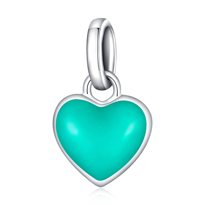 S925 Sterling Silver Heart Pendant DIY Bracelet Necklace Accessories, Heart Pendant (Green), Heart Pendant (Purple), Heart Pendant (Yellow), Heart Pendant (Blue), Heart Pendant (Pink)