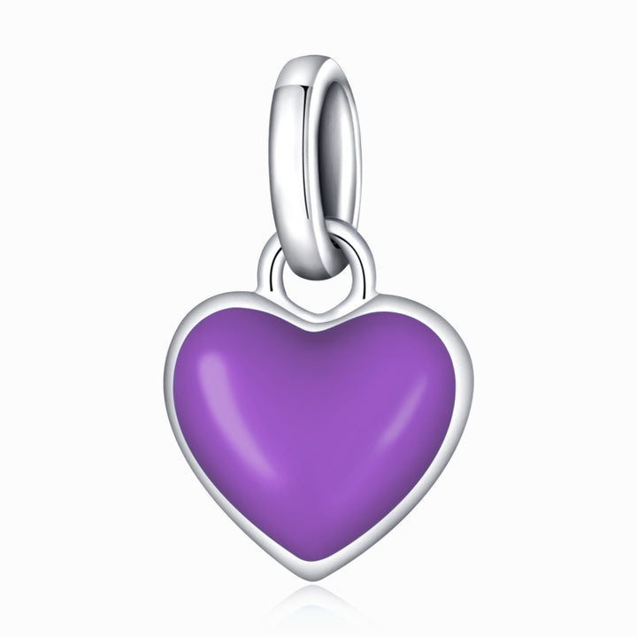 S925 Sterling Silver Heart Pendant DIY Bracelet Necklace Accessories, Heart Pendant (Green), Heart Pendant (Purple), Heart Pendant (Yellow), Heart Pendant (Blue), Heart Pendant (Pink)