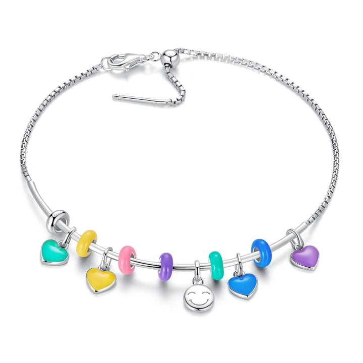 S925 Sterling Silver Heart Pendant DIY Bracelet Necklace Accessories, Heart Pendant (Green), Heart Pendant (Purple), Heart Pendant (Yellow), Heart Pendant (Blue), Heart Pendant (Pink)