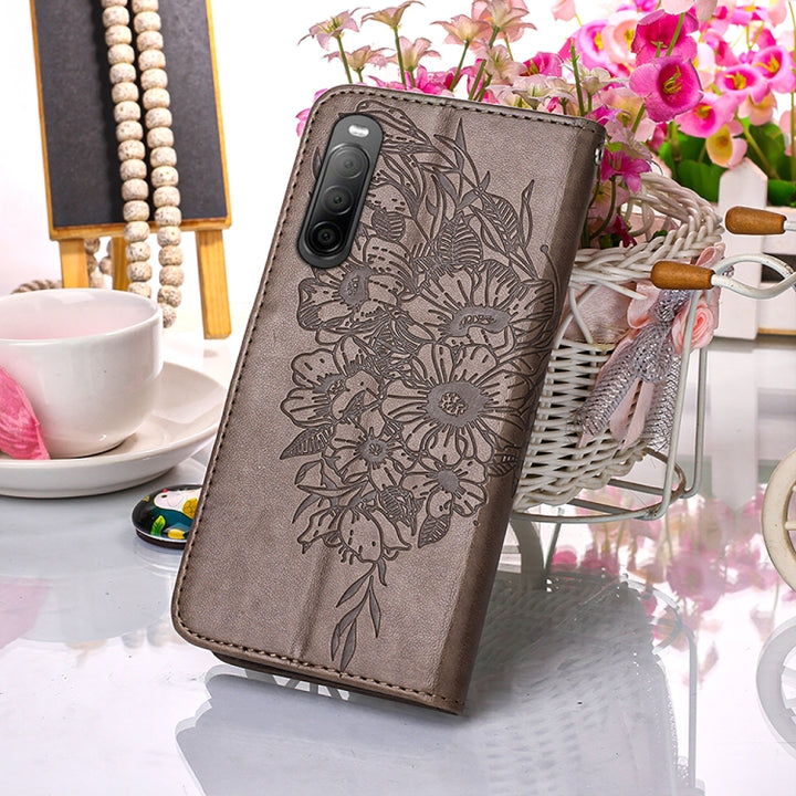 Embossed Butterfly Leather Phone Case, For Sony Xperia 10 IV, For Sony Xperia ACE III, For Xiaomi Redmi 10A, For Samsung Galaxy M33 5G