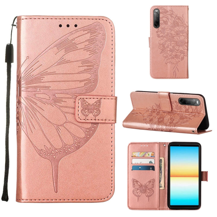 Embossed Butterfly Leather Phone Case, For Sony Xperia 10 IV, For Sony Xperia ACE III, For Xiaomi Redmi 10A, For Samsung Galaxy M33 5G