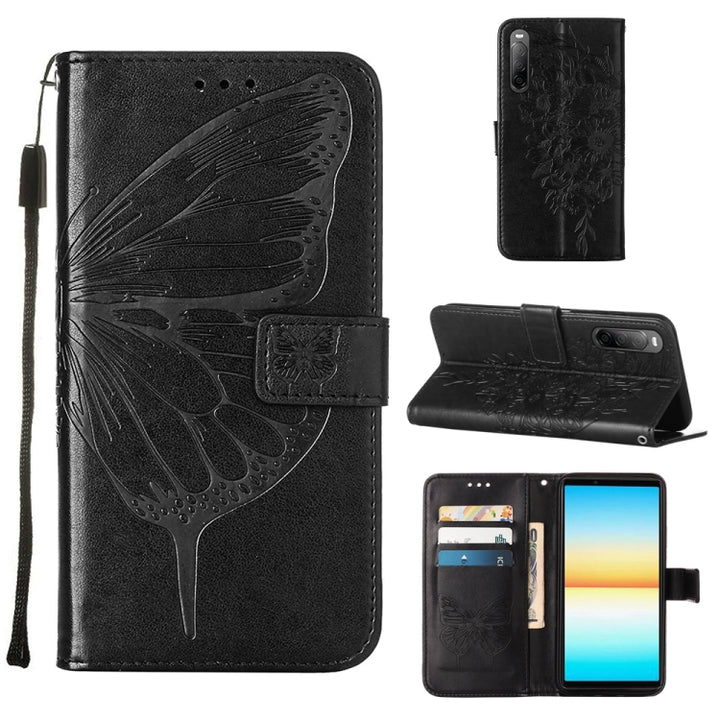 Embossed Butterfly Leather Phone Case, For Sony Xperia 10 IV, For Sony Xperia ACE III, For Xiaomi Redmi 10A, For Samsung Galaxy M33 5G