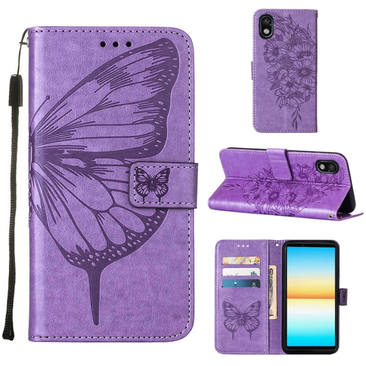 Embossed Butterfly Leather Phone Case, For Sony Xperia 10 IV, For Sony Xperia ACE III, For Xiaomi Redmi 10A, For Samsung Galaxy M33 5G