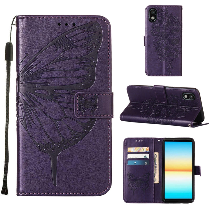 Embossed Butterfly Leather Phone Case, For Sony Xperia 10 IV, For Sony Xperia ACE III, For Xiaomi Redmi 10A, For Samsung Galaxy M33 5G