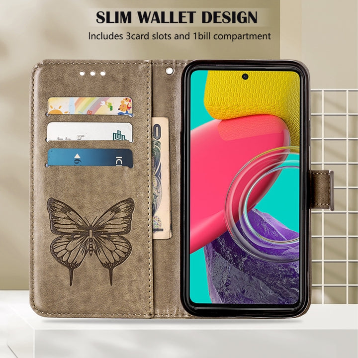 Embossed Butterfly Leather Phone Case, For Samsung Galaxy M53 5G