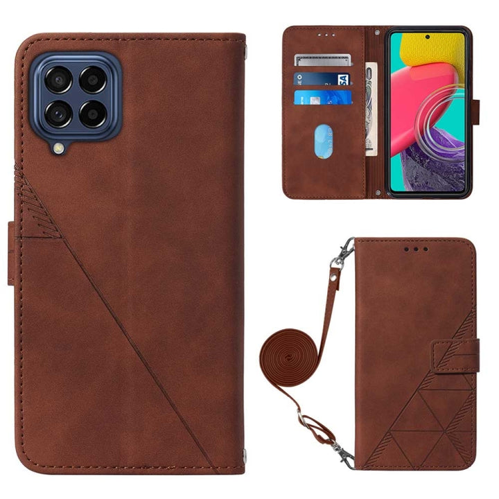 Crossbody 3D Embossed Flip Leather Phone Case, For Samsung Galaxy M33 5G Global, For Samsung Galaxy M53 5G