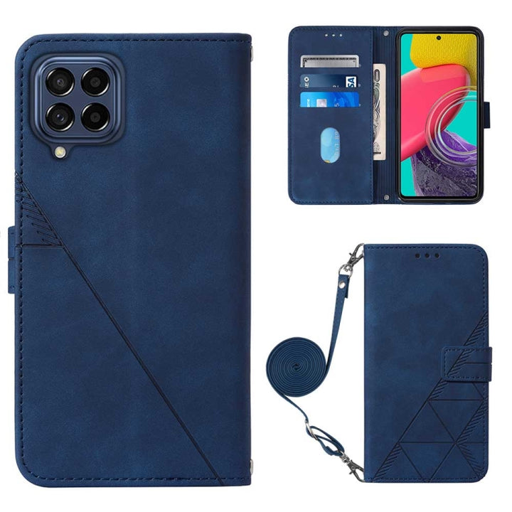 Crossbody 3D Embossed Flip Leather Phone Case, For Samsung Galaxy M33 5G Global, For Samsung Galaxy M53 5G