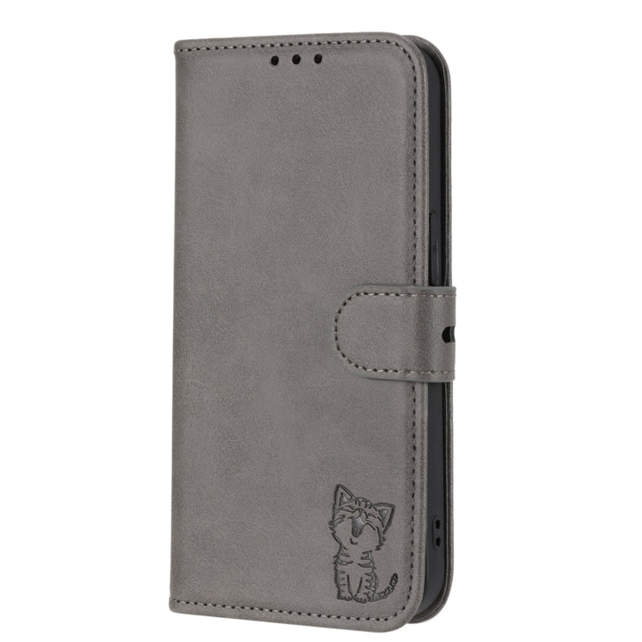 Embossed Happy Cat Pattern Leather Phone Case, For Xiaomi Redmi Note 11 Pro Global, For Samsung Galaxy A23 4G, For Xiaomi Poco M4 Pro, For Sony Xperia 1 IV, For Sony Xperia 10 IV