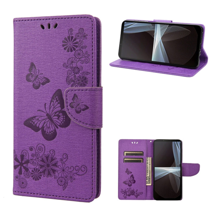 Butterfly Embossed Horizontal Flip Leather Phone Case, For Motorola Moto G52, For Sony Xperia 10 IV, For Samsung Galaxy M53 5G