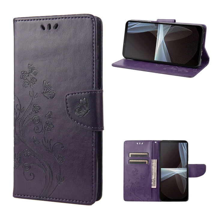 Embossed Butterfly Pattern Flip Leather Phone Case, For Motorola Moto G52, For Sony Xperia 10 IV