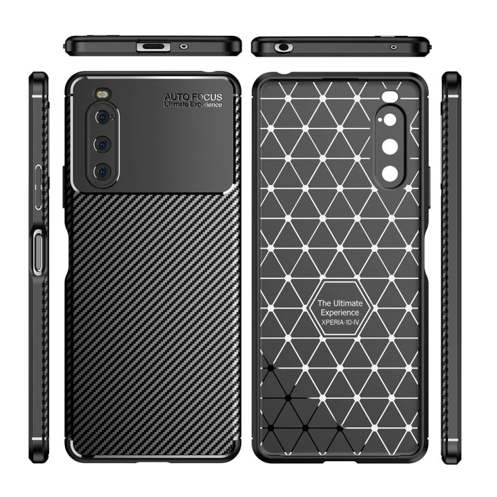 Carbon Fiber Texture Shockproof TPU Phone Case, For Sony Xperia 10 IV