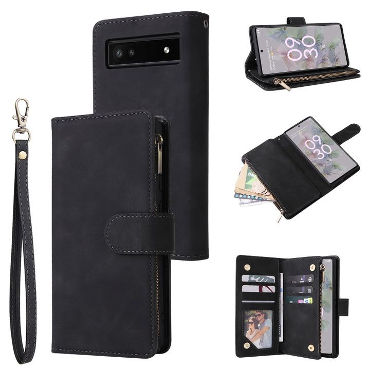 Multifunctional Frosted Zipper Wallet Leather Phone Case, For Samsung Galaxy A13 4G, For Samsung Galaxy A23, For OnePlus 9 Pro, For OnePlus 9, For Google Pixel 6 Pro, For Google Pixel 6a