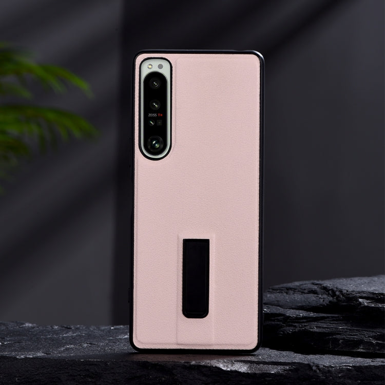 PC + Leather Texture Protective Phone Case with Metal Holder, For Sony Xperia 10 IV, For Sony Xperia 1 IV, For Sony Xperia 5 III, For Sony Xperia 5 II, For Sony Xperia 10 III, For Sony Xperia 1 III