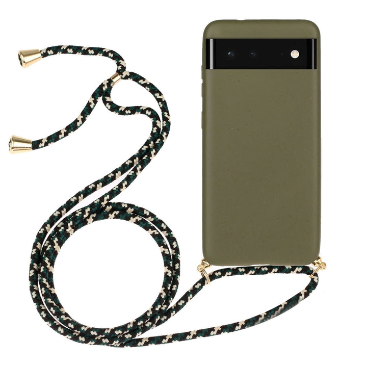 Wheat Straw Material + TPU Protective Case with Lanyard, For Google Pixel 6, For Google Pixel 6 Pro