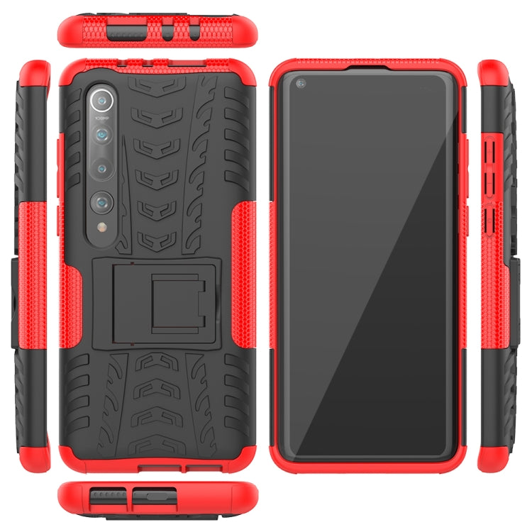 Tire Texture Shockproof TPU+PC Protective Case with Holder, For Xiaomi Mi 10, For Xiaomi 10 Pro, For Xiaomi CC9 Pro, For Xiaomi Redmi Note 8T