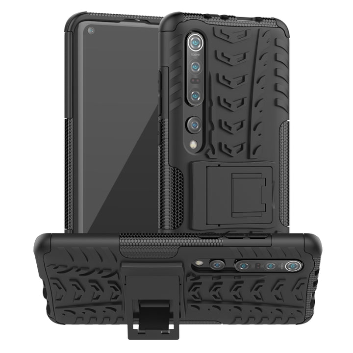 Tire Texture Shockproof TPU+PC Protective Case with Holder, For Xiaomi Mi 10, For Xiaomi 10 Pro, For Xiaomi CC9 Pro, For Xiaomi Redmi Note 8T