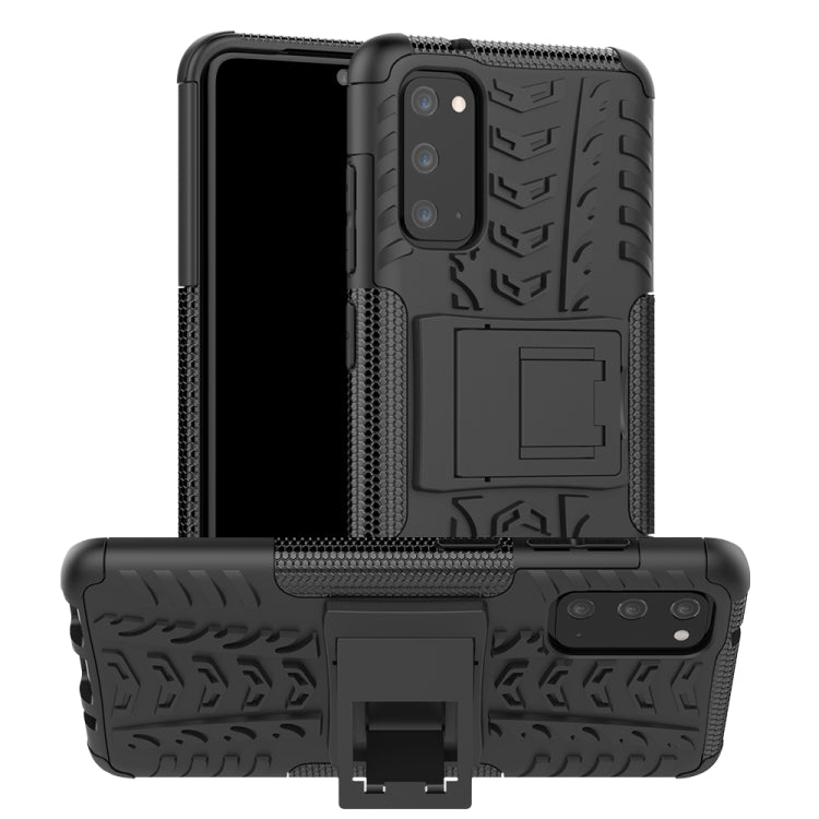 Tire Texture Shockproof TPU+PC Protective Case with Holder, For Galaxy S10e, For Galaxy S20, For Galaxy S20+, For Galaxy S20 Ultra