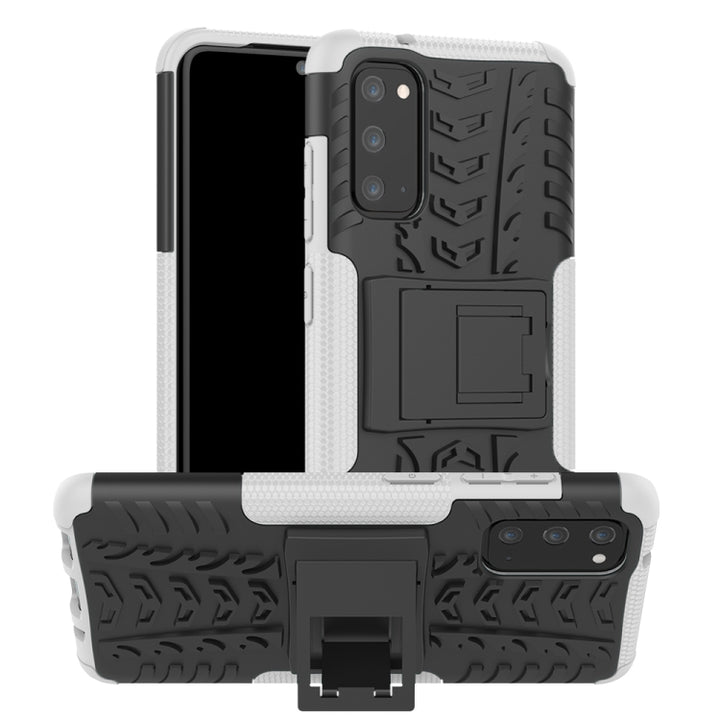 Tire Texture Shockproof TPU+PC Protective Case with Holder, For Galaxy S10e, For Galaxy S20, For Galaxy S20+, For Galaxy S20 Ultra