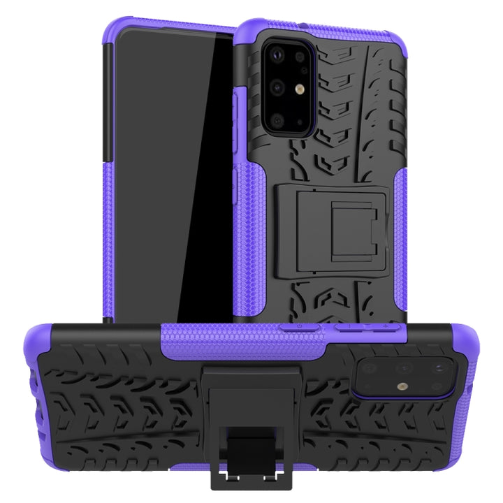 Tire Texture Shockproof TPU+PC Protective Case with Holder, For Galaxy S10e, For Galaxy S20, For Galaxy S20+, For Galaxy S20 Ultra