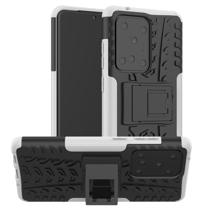 Tire Texture Shockproof TPU+PC Protective Case with Holder, For Galaxy S10e, For Galaxy S20, For Galaxy S20+, For Galaxy S20 Ultra