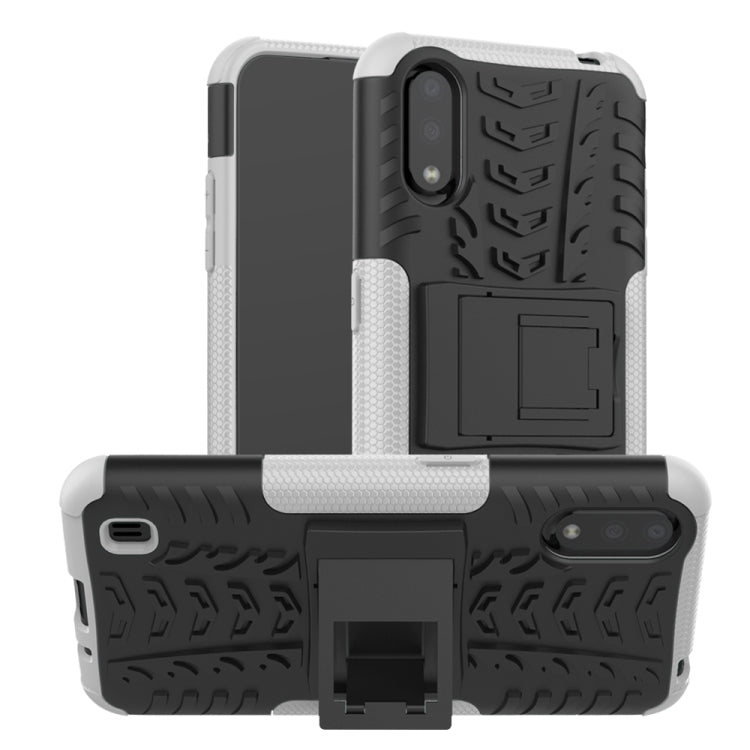 Tire Texture Shockproof TPU+PC Protective Case with Holder, For Galaxy A01, For Motorola One Macro, For OPPO Realme XT, For Motorola G8 Play