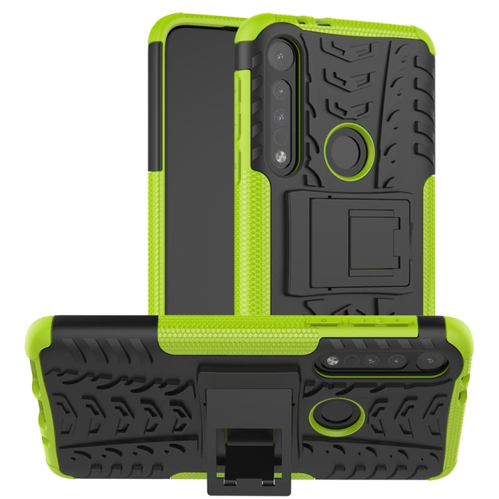 Tire Texture Shockproof TPU+PC Protective Case with Holder, For Galaxy A01, For Motorola One Macro, For OPPO Realme XT, For Motorola G8 Play