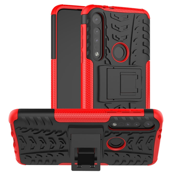 Tire Texture Shockproof TPU+PC Protective Case with Holder, For Galaxy A01, For Motorola One Macro, For OPPO Realme XT, For Motorola G8 Play